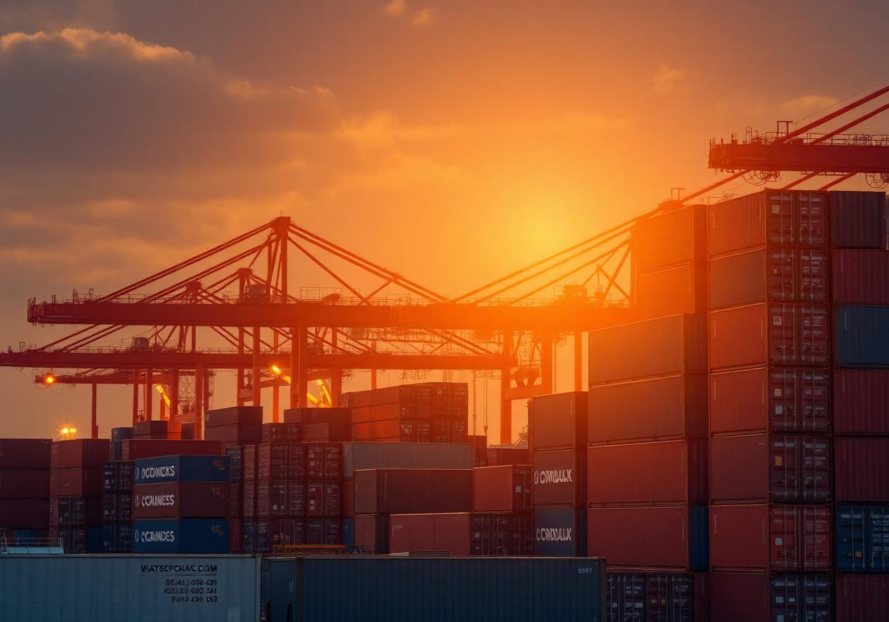 Stacked shipping containers at the Port of Jeddah — container shipping services